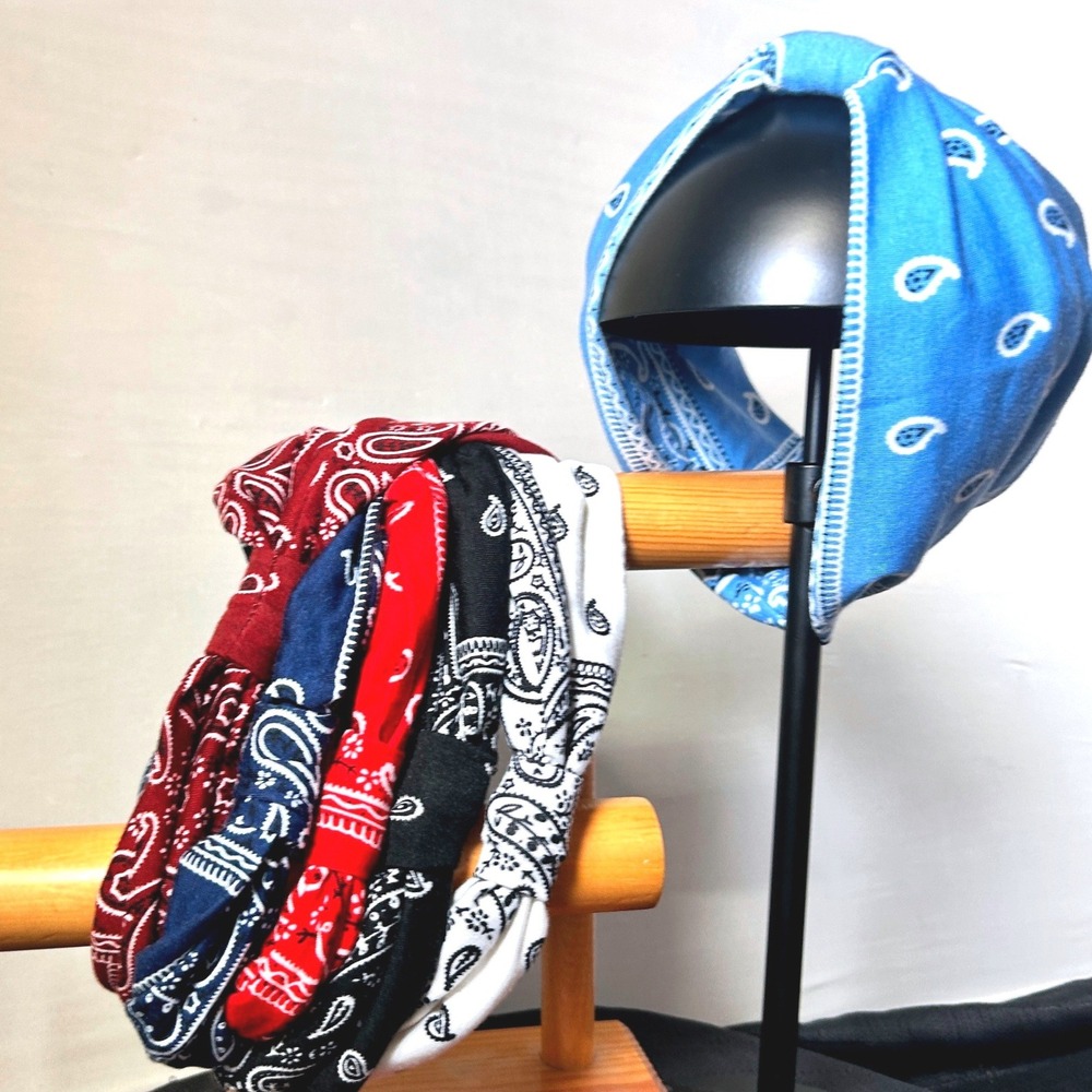 6 Pack Bandana Headbands Paisley Twist Knot Wrap Assorted Colors